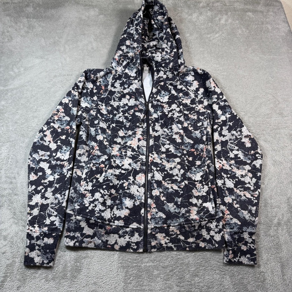 Lululemon Scuba Hoodie Light Fleece Womens 10 Spring Bloom‎ Multi Full Zip